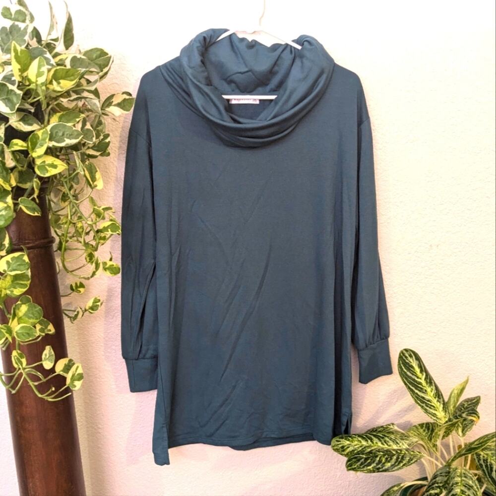 Teal Cowl Neck Sweatshirt Dress SZ M